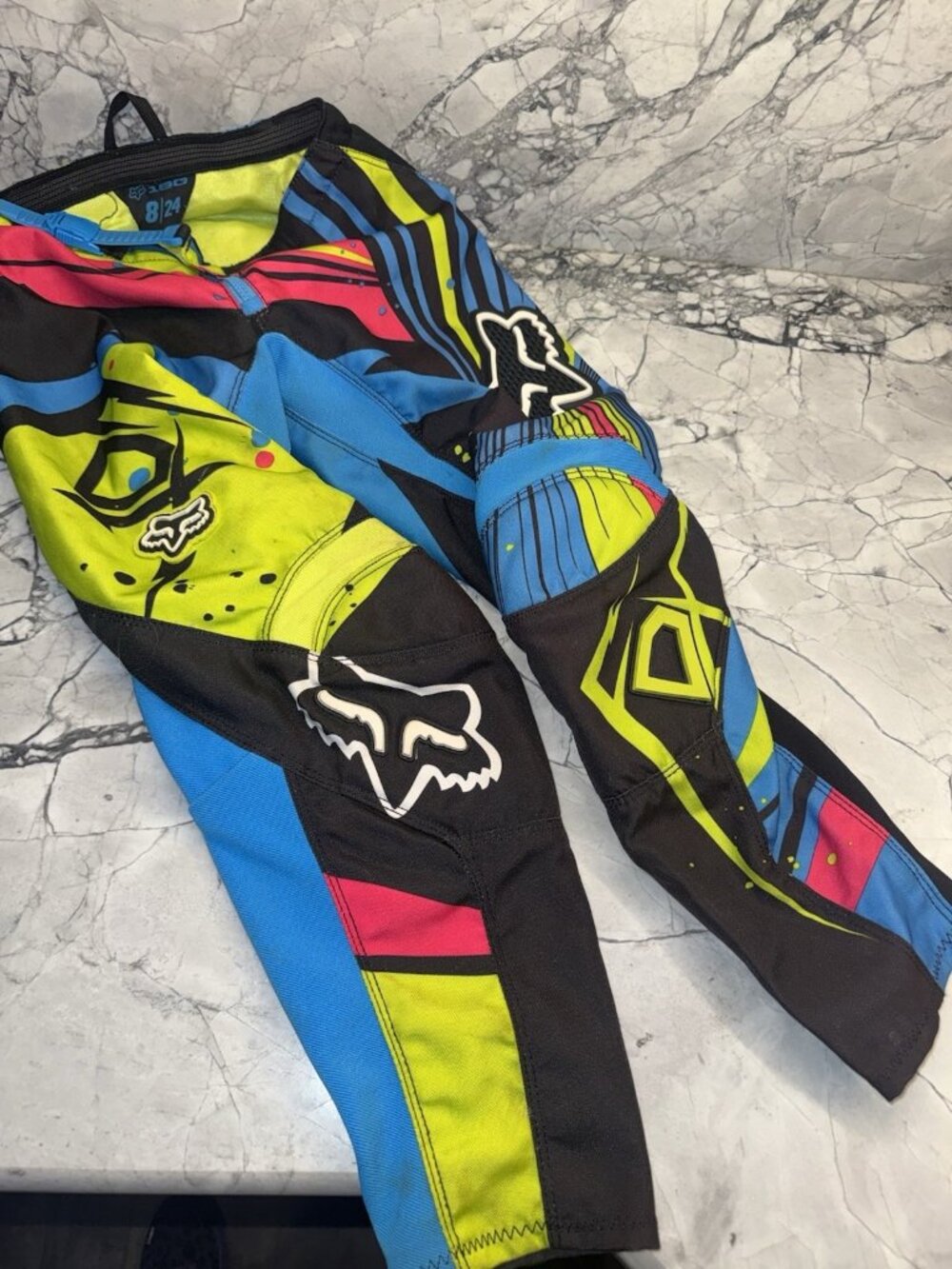 Fox 180 Racing Motocross Pants Youth 8/24 Black Yellow Blue Outdoor Moto